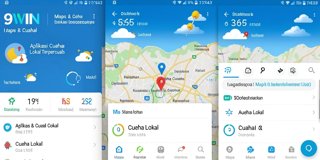 Tampilan antarmuka dari aplikasi Cuaca Lokal 9WIN yang informatif.