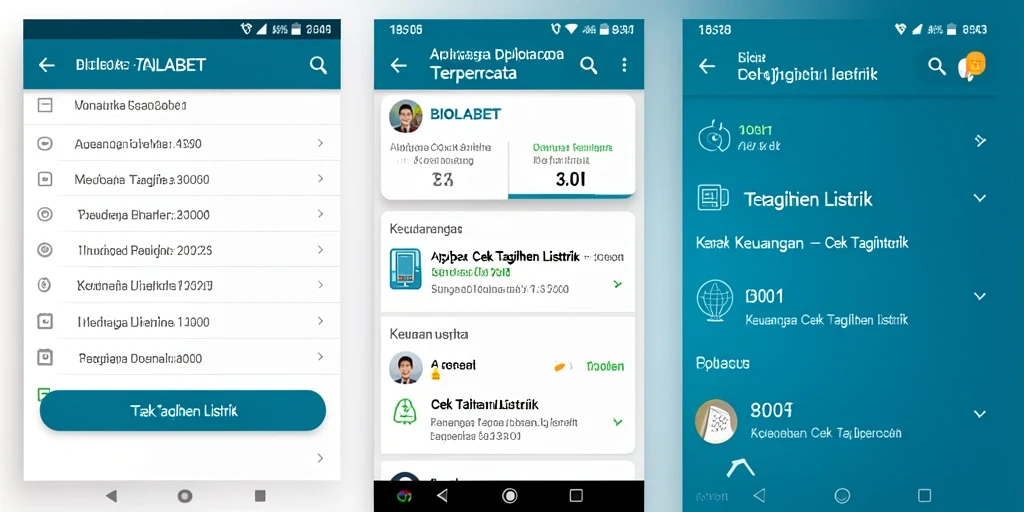 Tampilan antarmuka aplikasi Cek Tagihan Listrik BIOLABET.