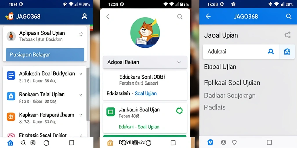 Tampilan antarmuka aplikasi Soal Ujian JAGO368 yang menarik dan interaktif.
