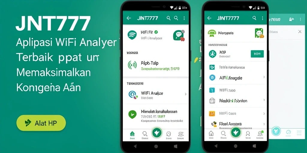 Tampilan antarmuka aplikasi JNT777 yang menampilkan analisis jaringan WiFi.