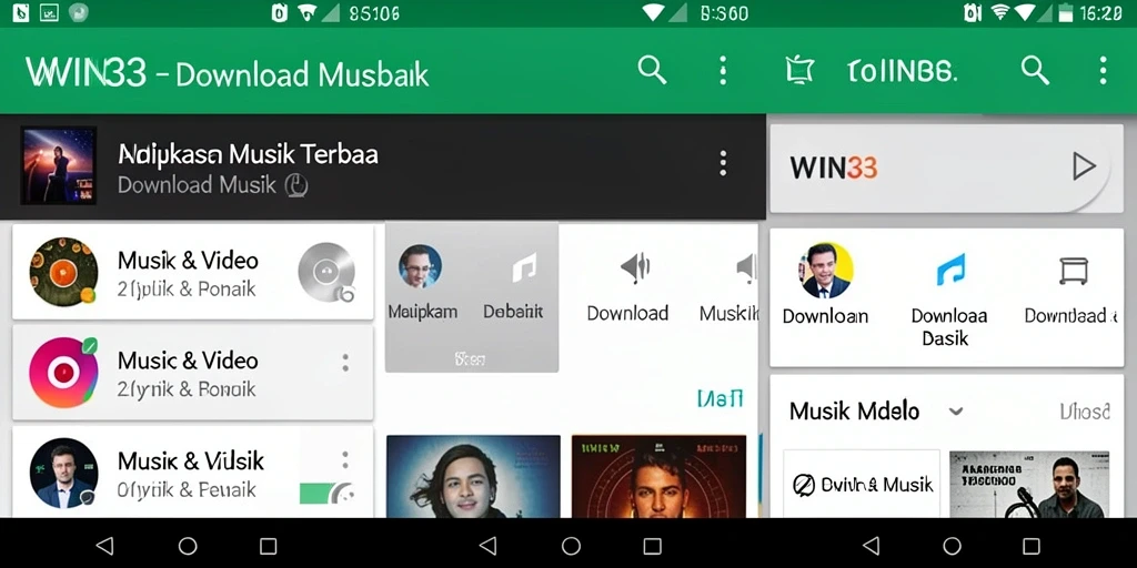 Antarmuka WIN33 untuk Download Musik yang user-friendly.